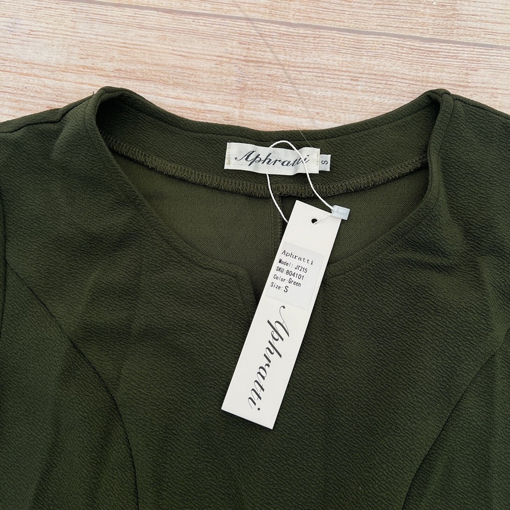Aphratti Women Short Sleeve Cute Casual Summer Semi Formal A Line Green Dress S - Picture 12 of 14